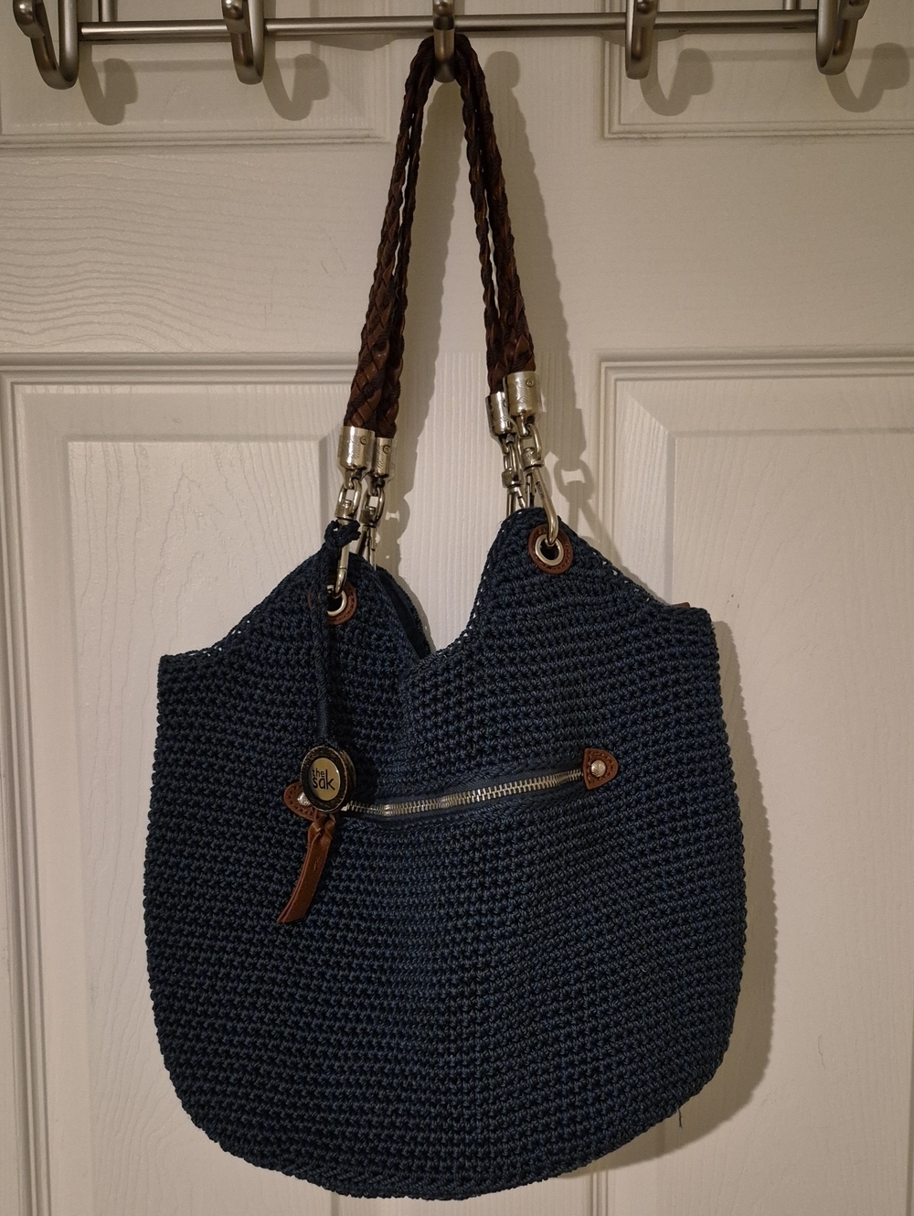 The Sak Indio Crochet Hobo Satchel Bag - Navy Blue